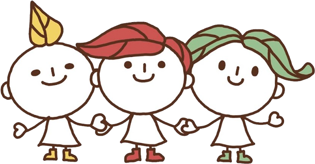 手をつなぐ縁笑の3人のキャラクター